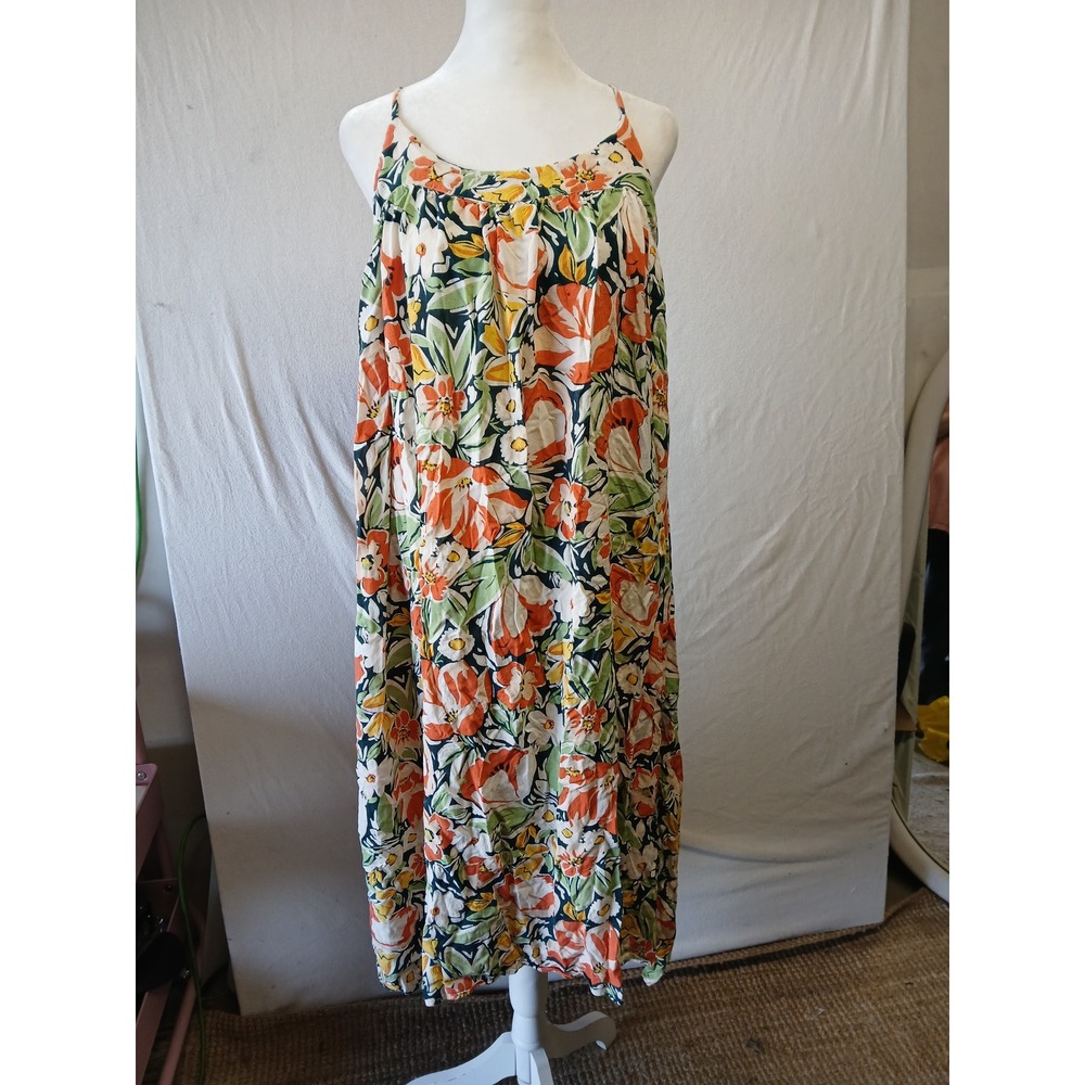 Bila77 floral boho vibrant vacation sundress size large